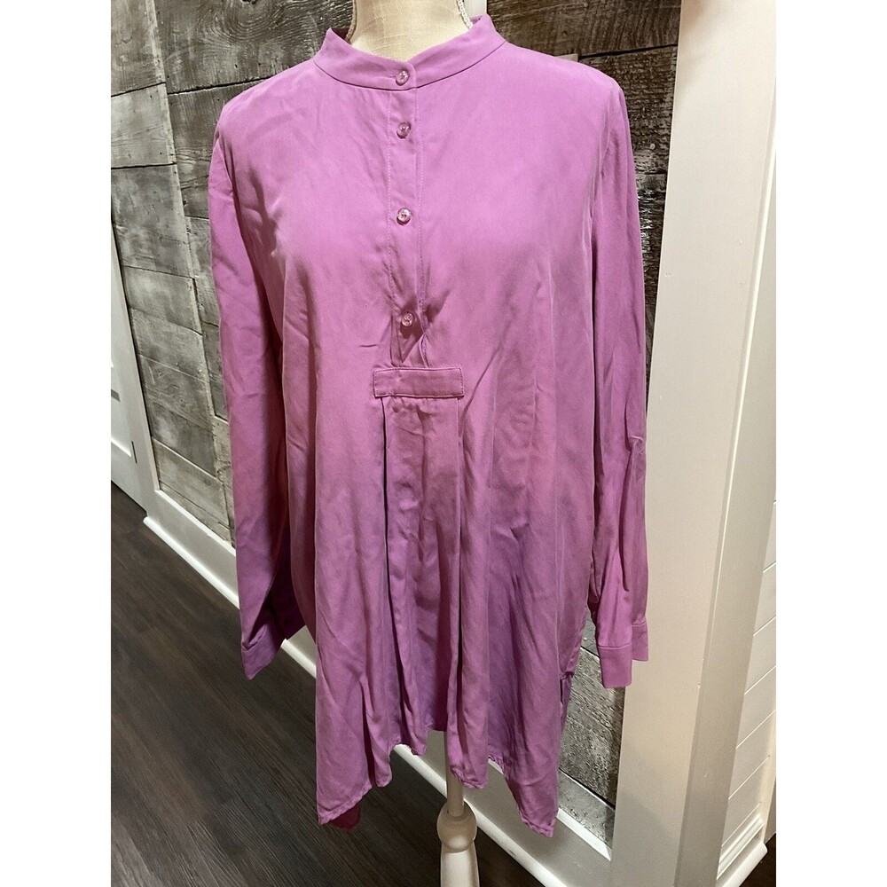 Soft Surroundings Purple Tunic Top XL Pintuck Pleats 100%  Modal